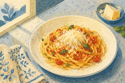 Italian Pasta Lunch with Tomato Basil
