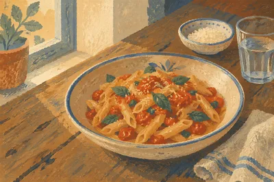Rustic Italian Pasta with Tomato Basil