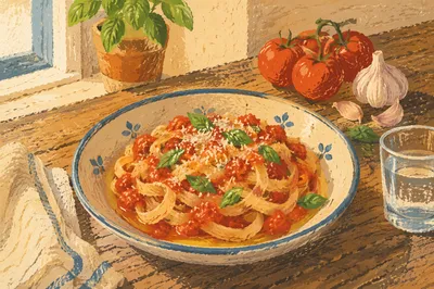 Rustic Italian Pasta with Tomato Basil