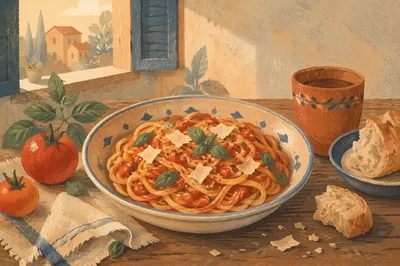 Rustic Italian Pasta with Tomato Basil