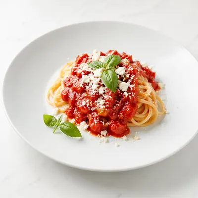 Fresh Spaghetti with Tomato Sauce and Basil