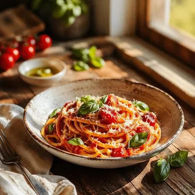 Rustic Italian Pasta with Tomato Basil
