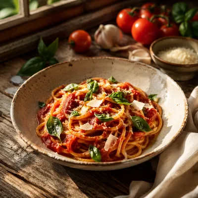 Rustic Italian Spaghetti with Tomato Basil