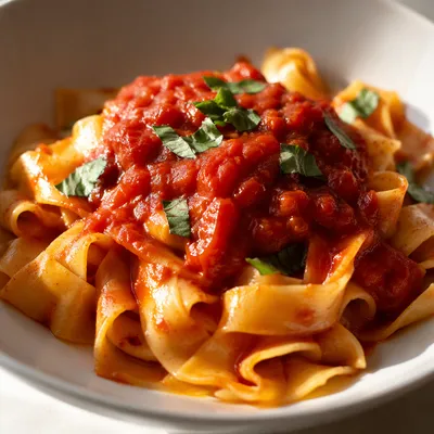 Rustic Tomato Basil Pasta Close Up