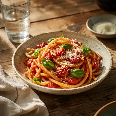 Rustic Italian Pasta with Tomato Basil