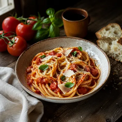 Rustic Italian Pasta with Tomato Basil