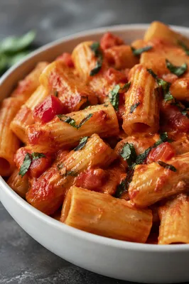 Rigatoni Pasta with Tomato Basil Sauce