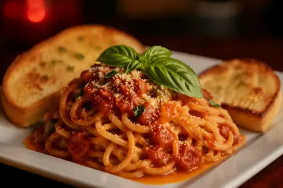 Spaghetti With Tomato Sauce and Basil