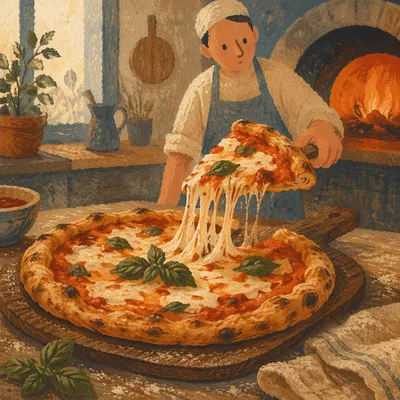 Rustic Oven Fresh Pizza Cheese Pull