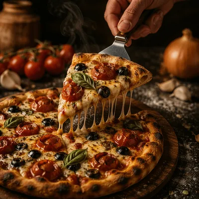 Fresh Homemade Pizza With Melting Cheese
