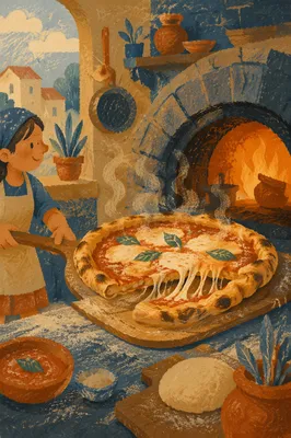 Rustic Oven Pizza with Melting Cheese