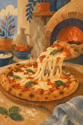 Rustic Oven-Fresh Pizza Cheese Pull