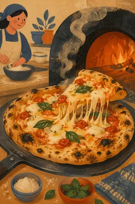 Rustic Oven Pizza With Melting Cheese