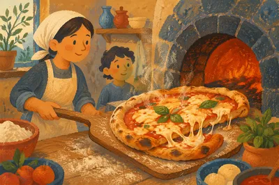 Rustic Oven Pizza with Melting Cheese