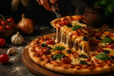 Fresh Oven Pizza with Melting Cheese