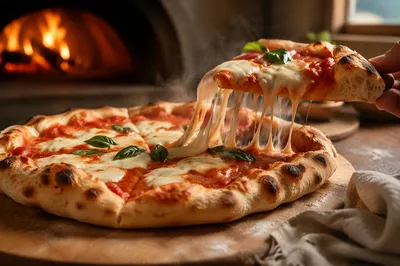 Rustic Oven Pizza with Melting Cheese