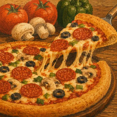 Fresh Pepperoni Pizza Slice with Stretchy Cheese