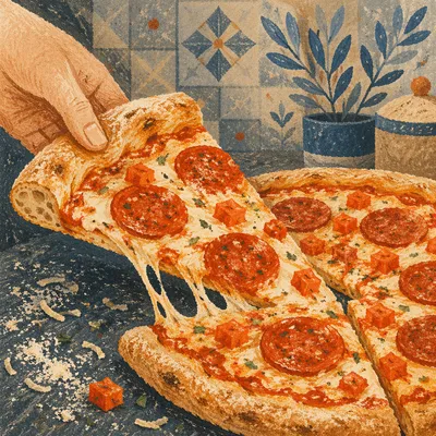 Fresh Pepperoni Pizza Slice Close-Up