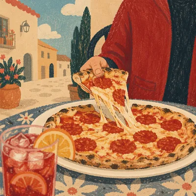 Fresh Pepperoni Pizza Slice with Melting Cheese