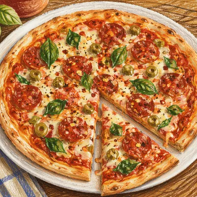 Fresh Pepperoni Pizza Slice with Melted Cheese