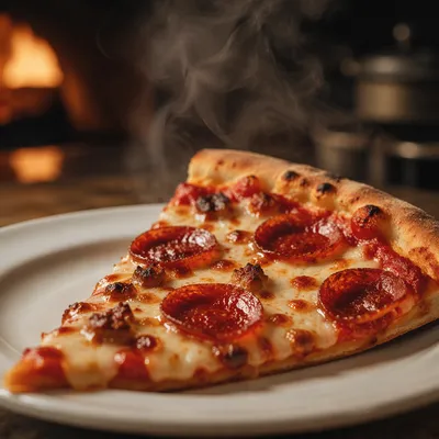 Fresh Pepperoni Pizza Slice Close Up