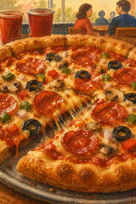 Fresh Pepperoni Pizza Slice with Melted Cheese
