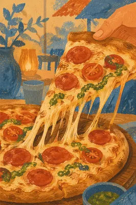 Fresh Pepperoni Pizza Slice with Melted Cheese