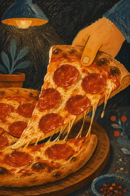 Fresh Pepperoni Pizza Slice Close-Up