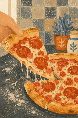Fresh Pepperoni Pizza Slice Close-Up