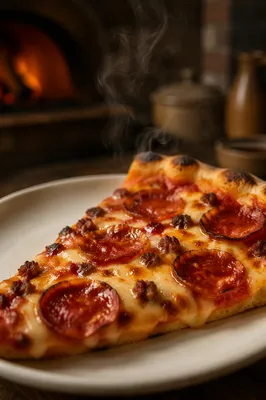 Fresh Pepperoni Pizza Slice Close Up