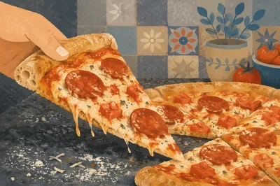 Fresh Pepperoni Pizza Slice Close-Up