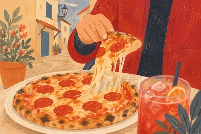 Fresh Pepperoni Pizza Slice with Melted Cheese