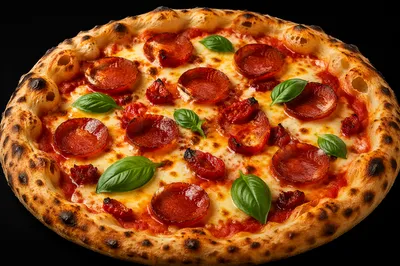 Fresh Pepperoni Cheese Pizza on Black