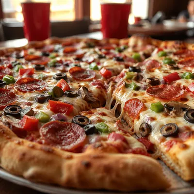 Fresh Pepperoni Pizza with Bubbling Cheese