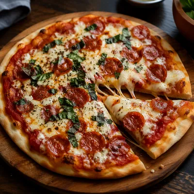 Fresh Pepperoni Pizza with Stretchy Cheese