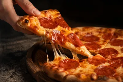 Fresh Pepperoni Pizza Slice Close-Up