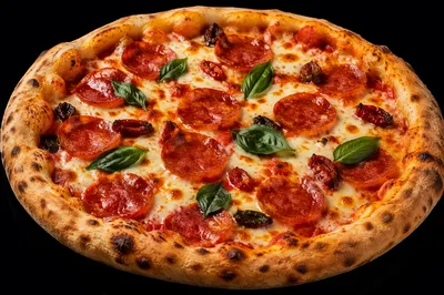 Fresh Pepperoni Cheese Pizza on Black