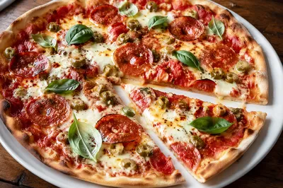 Fresh Pepperoni Pizza Slice with Melted Cheese