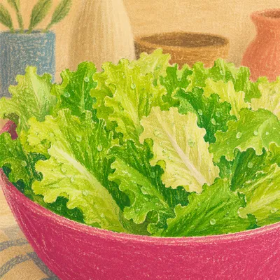 Fresh Green Salad in Magenta Bowl