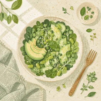Fresh Green Salad Bowl Overhead