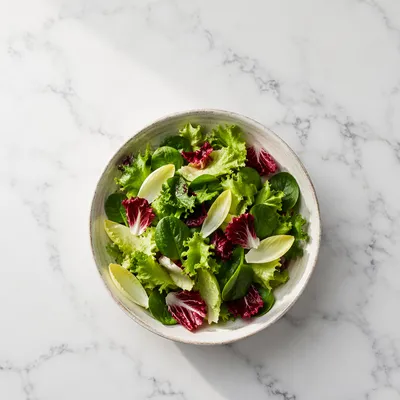 Fresh Green Salad Bowl Overhead