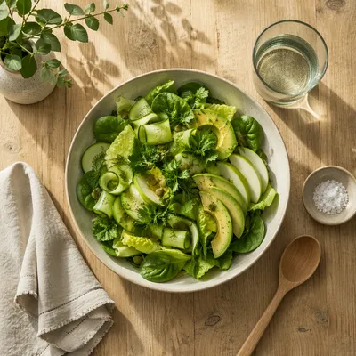 Overhead Healthy Green Salad Bowl