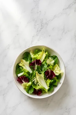 Fresh Green Salad Bowl Overhead