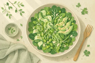 Fresh Green Salad Flat Lay