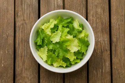 Fresh Green Salad Bowl Overhead