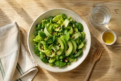 Healthy Green Salad Overhead Mealtime Flat Lay
