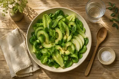 Overhead Healthy Green Salad Bowl