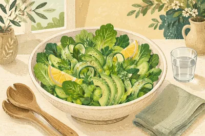 Healthy Green Salad with Morning Gratitude