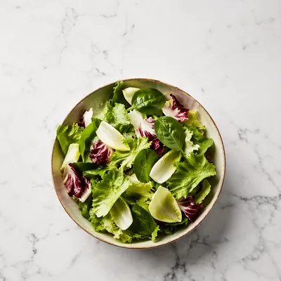 Fresh Green Salad Bowl Overhead