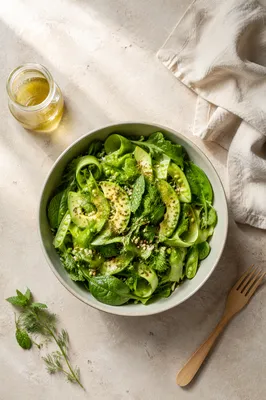 Fresh Green Salad Flat Lay